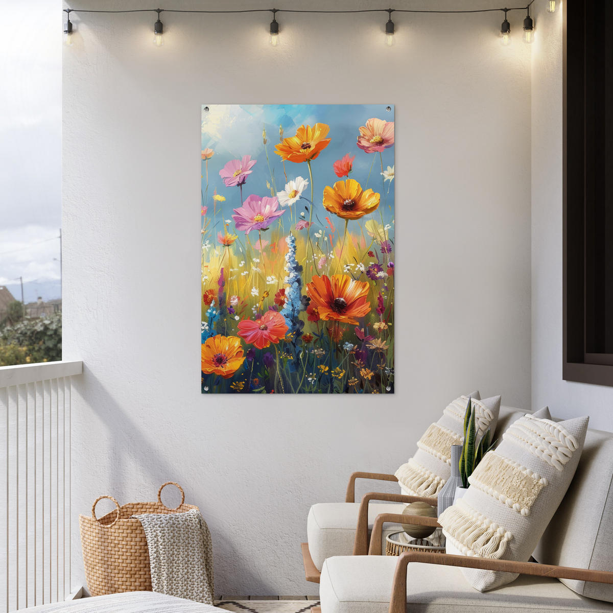 ZAHRADNÍ PLAKÁT Květiny - Příroda - Botanické - Umění 80x120 cm - světle modrá, plast (80/120/0.2cm) - OnlyWow