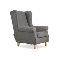 OHRENSESSEL MILES Massivholzbeine, grau/buchenfarben - Graubraun, Holzwerkstoff/Buchenholz (82/105/97cm) - KONSIMO®
