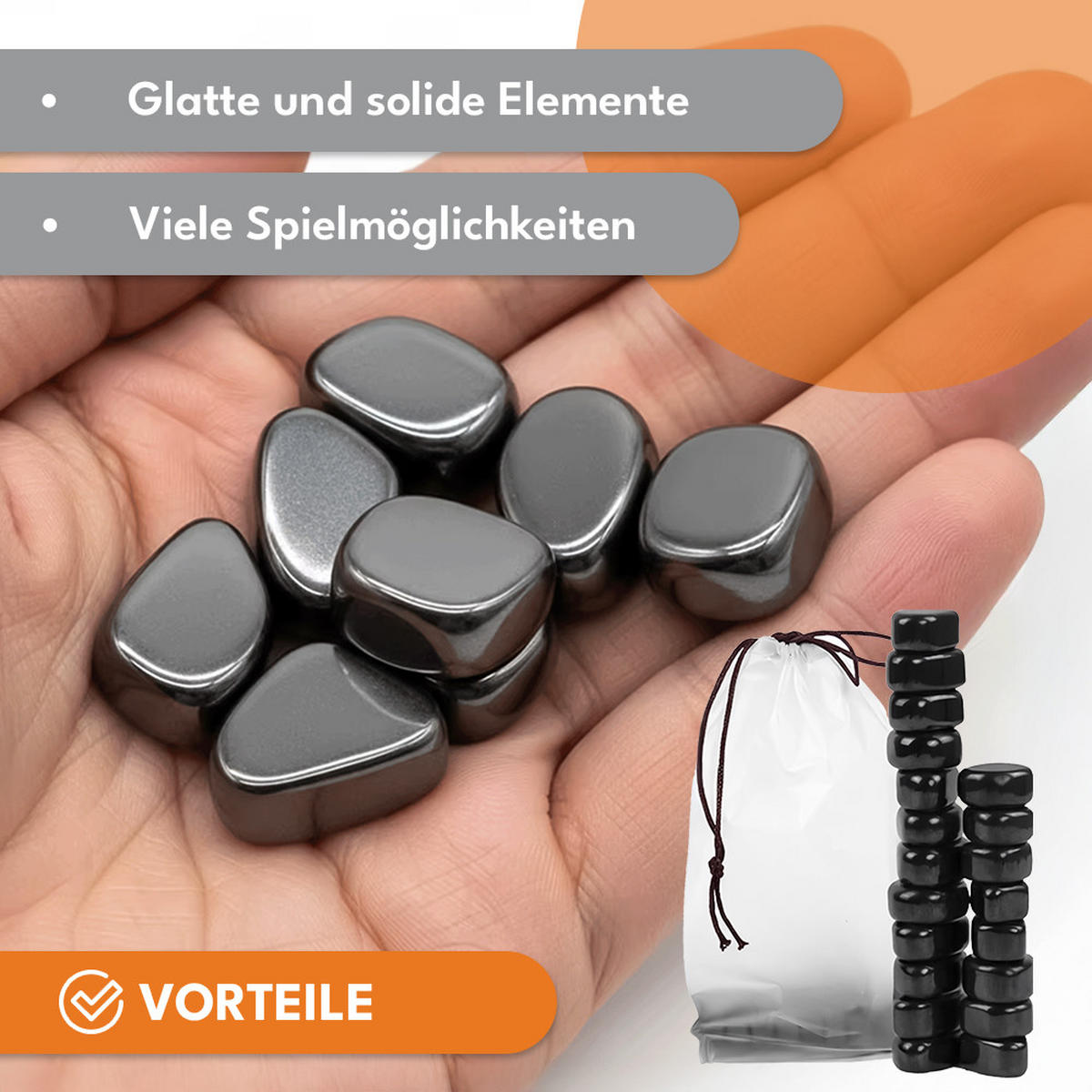 MAGNETSPIEL Brettspiel mit Magnetsteinen - Schwarz, Kunststoff - KRUMAD