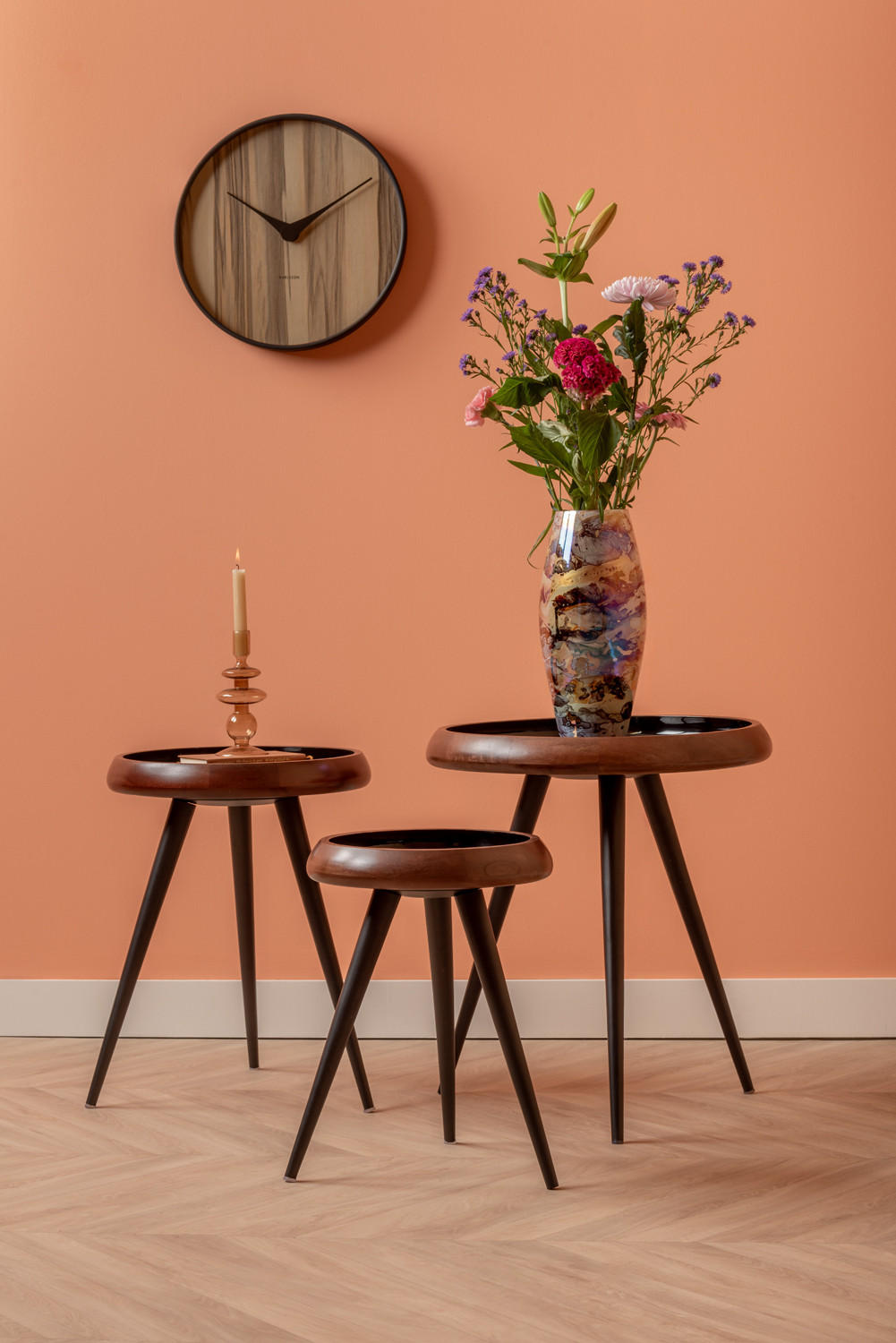 BEISTELLTISCH 3er-Set Tripod 52/52/59 cm - Schwarz, Holz (52/52/59cm) - Leitmotiv