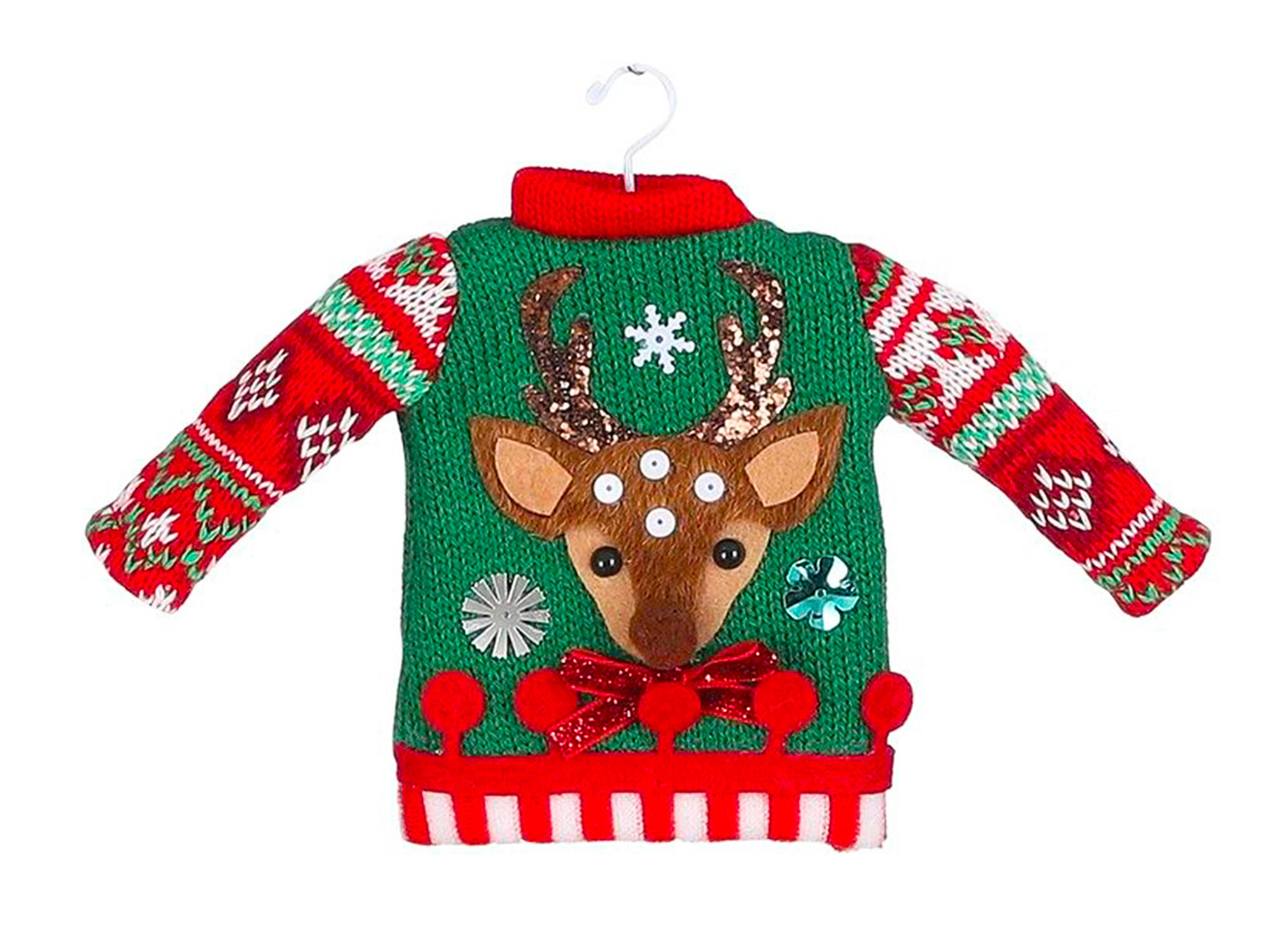LAALU WEIHNACHTSBAUMSCHMUCK Ornament Pullover mit Hirsch 20,5 cm - Rot/Weiß, Kunststoff/Textil (15/15/25cm) - LAALU