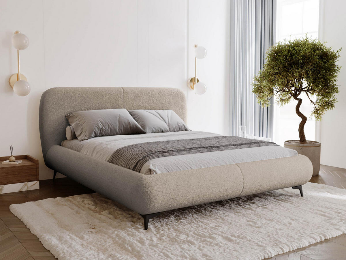 POLSTERBETT Moe - Hellbraun/Schwarz, Holz/Holzwerkstoff (180/200cm) - MIRJAN24