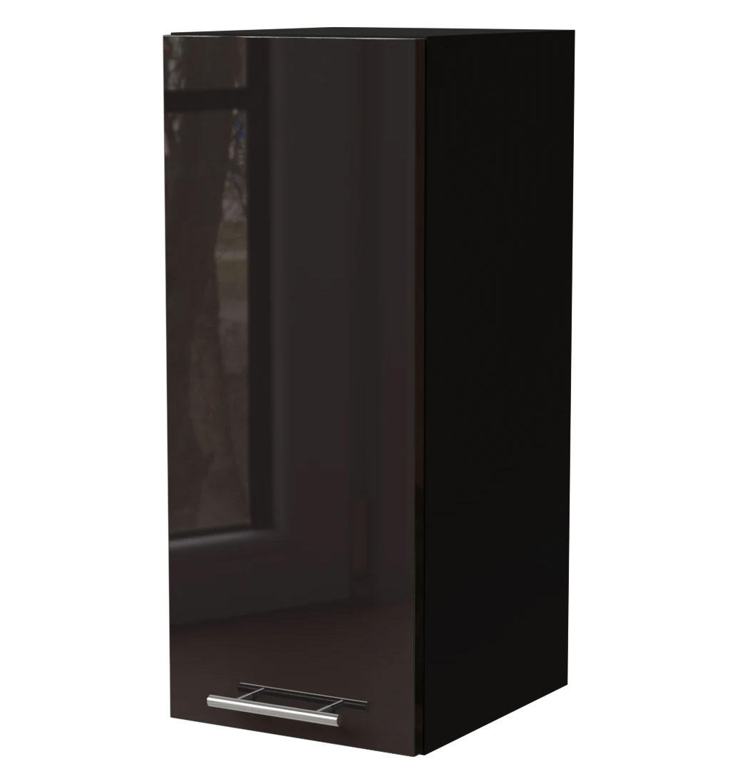 Feldmann-Wohnen Küchenhängeschrank Schwarz Hochglanz, Schwarz 30x72x32.5 cm