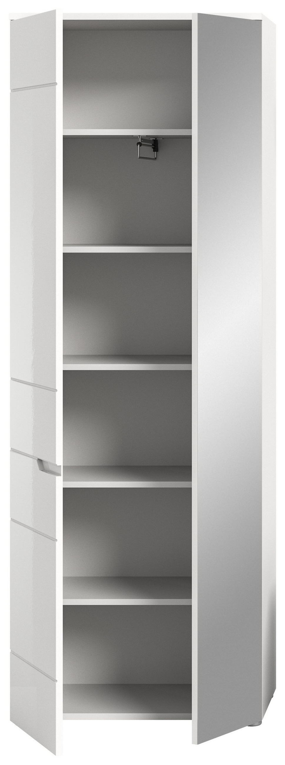 GARDEROBENSCHRANK SOLERO (B/H/T: ca. 68/193/37 cm) in Weiß/weiß hochglanz - Weiß, Holzwerkstoff (68/193/37cm)
