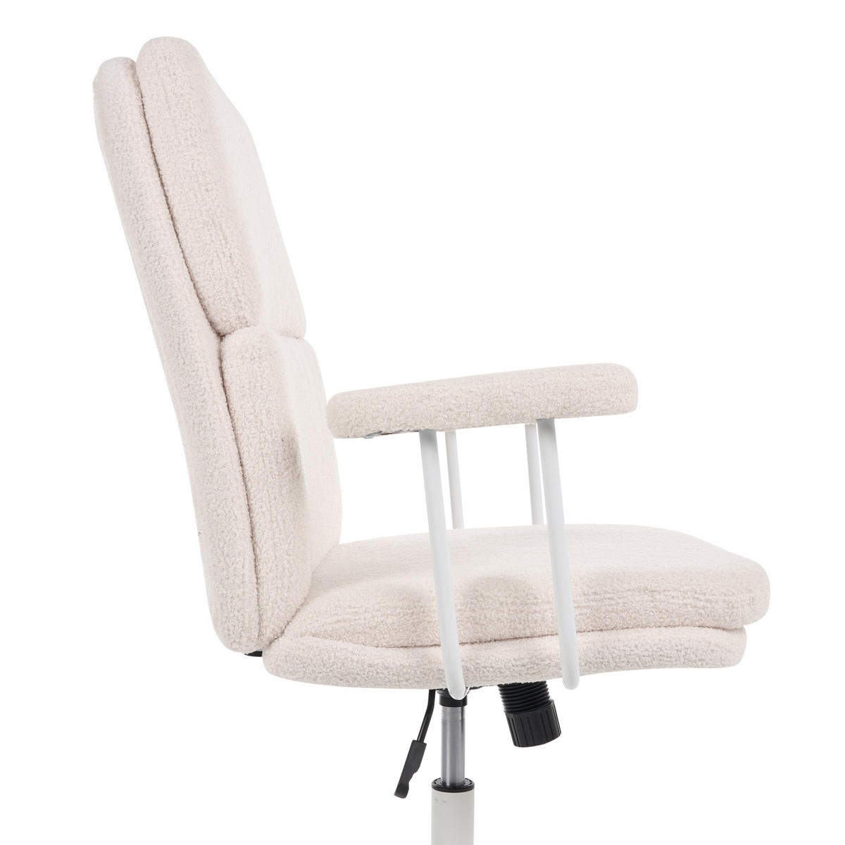 BÜROSTUHL Bouclé Cremeweiß Vero - Creme, Textil (62/100/65cm) - Beliani
