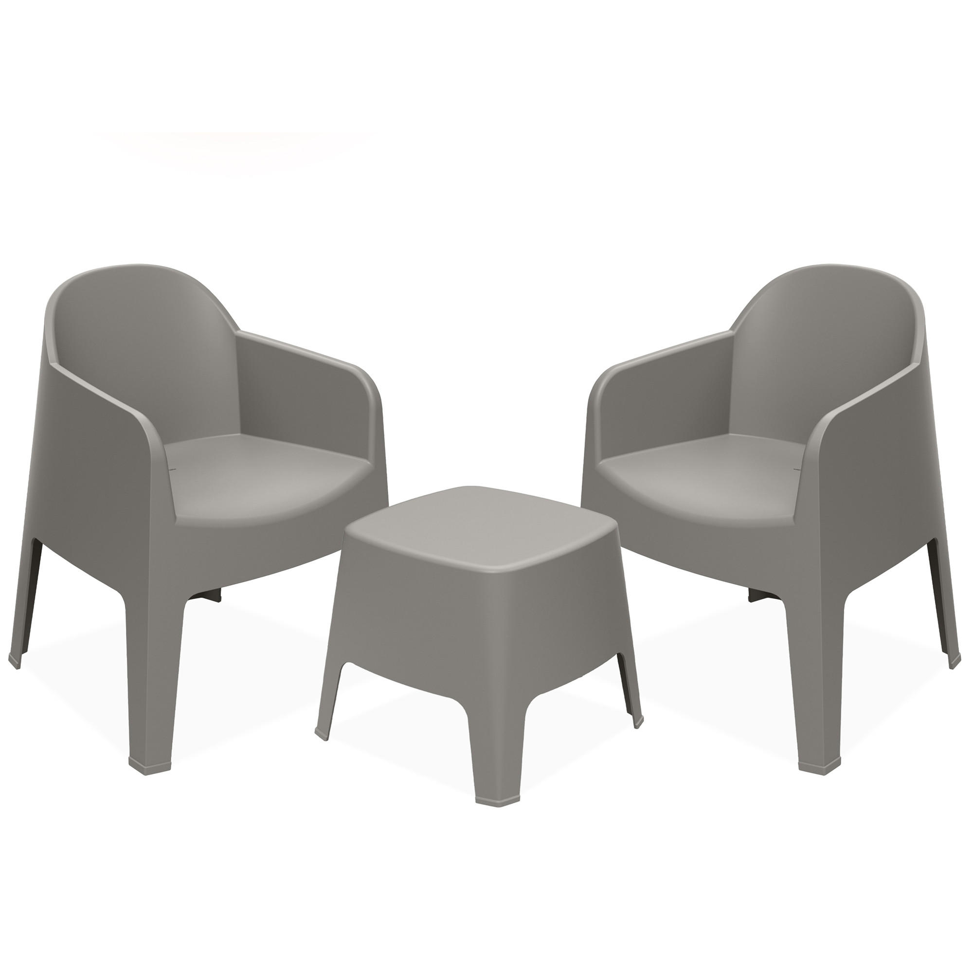 GARTENMÖBEL-SET MALUS, 3-tlg - Graubraun, Kunststoff - KONSIMO®