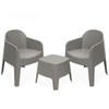 GARTENMÖBEL-SET MALUS, 3-tlg - Graubraun, Kunststoff - KONSIMO®