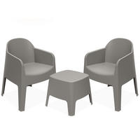 GARTENMÖBEL-SET MALUS, 3-tlg - Graubraun, Kunststoff - KONSIMO®