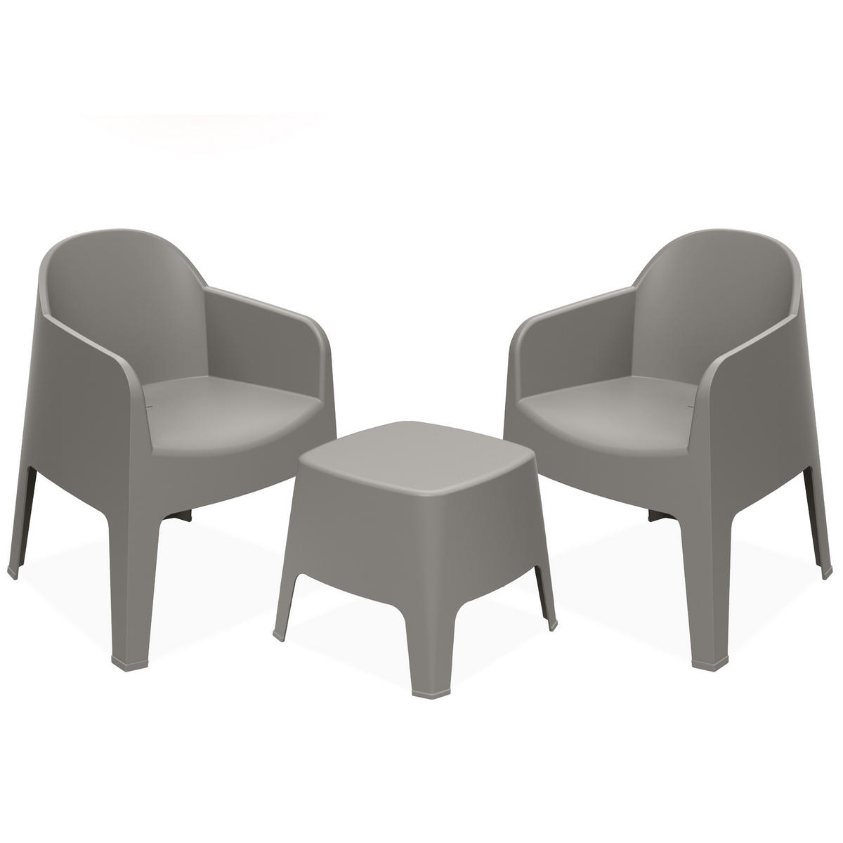 GARTENMÖBEL-SET MALUS, 3-tlg - Graubraun, Kunststoff - KONSIMO®