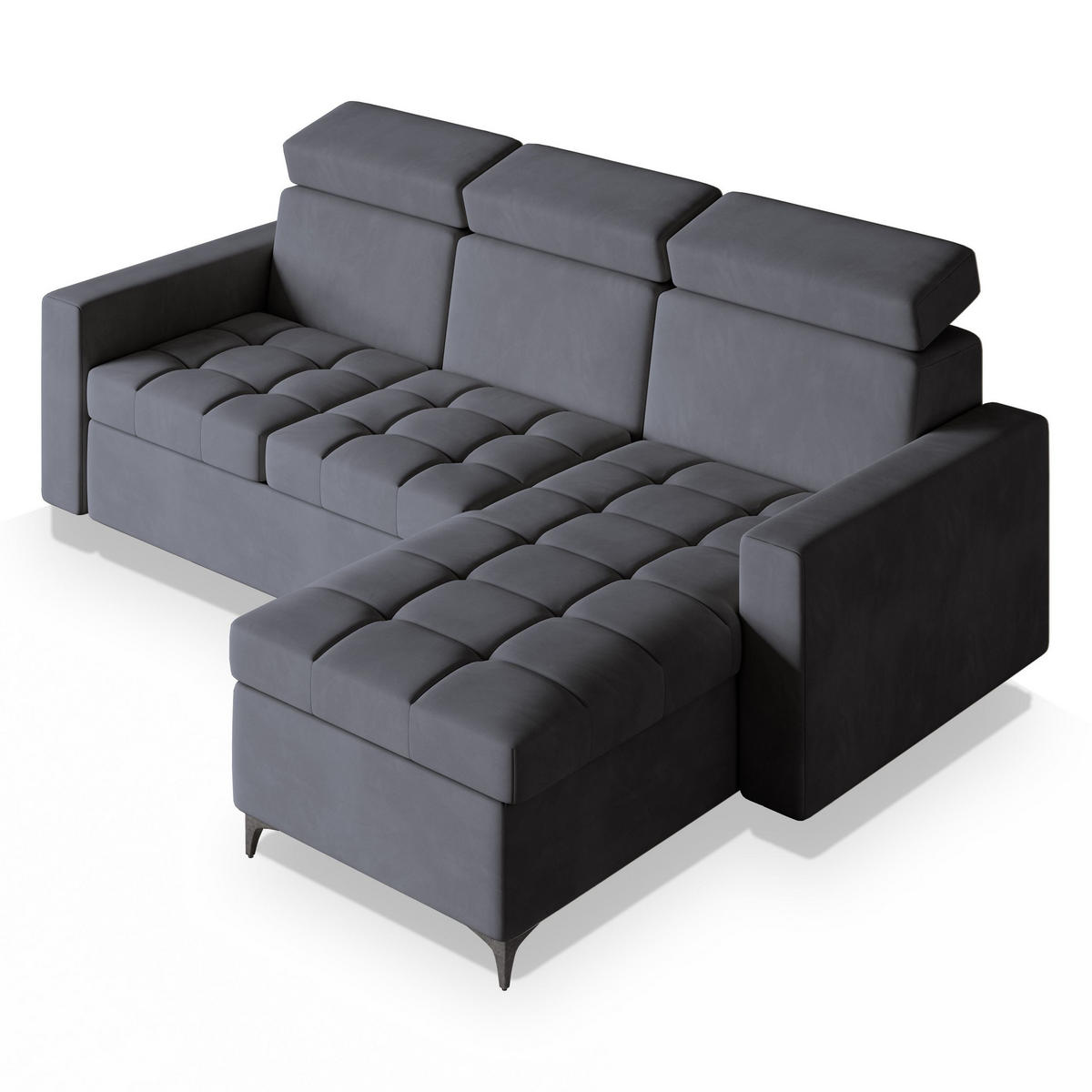 ROHOVÁ SEDAČKA KAME šedá - šedá/černá, kov/dřevo (227/168cm) - MASSENO