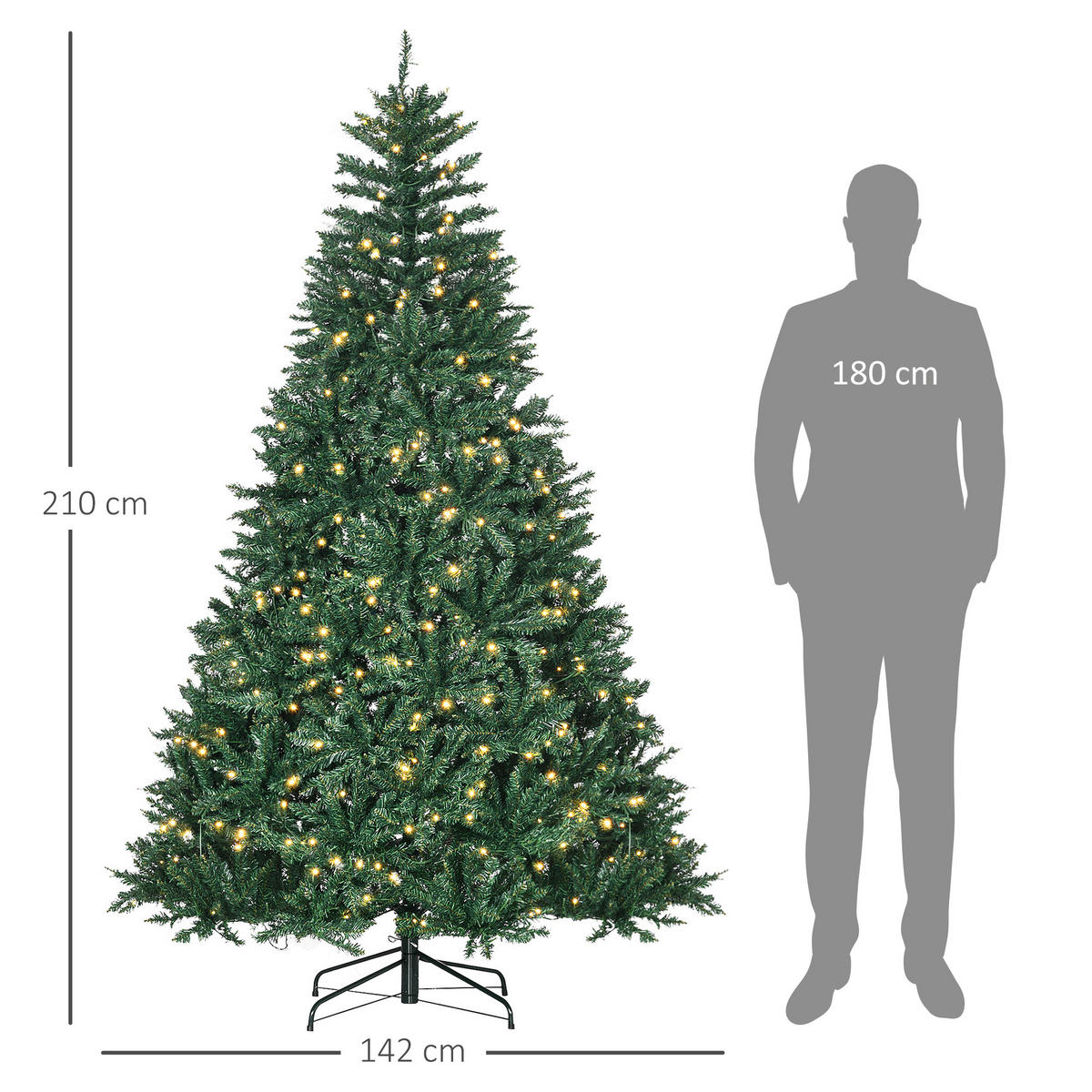 WEIHNACHTSBAUM DE-41534 700 LEDs, 2154 Zweige, 210 cm Grün - Grün, Kunststoff (210cm) - ComfortXL