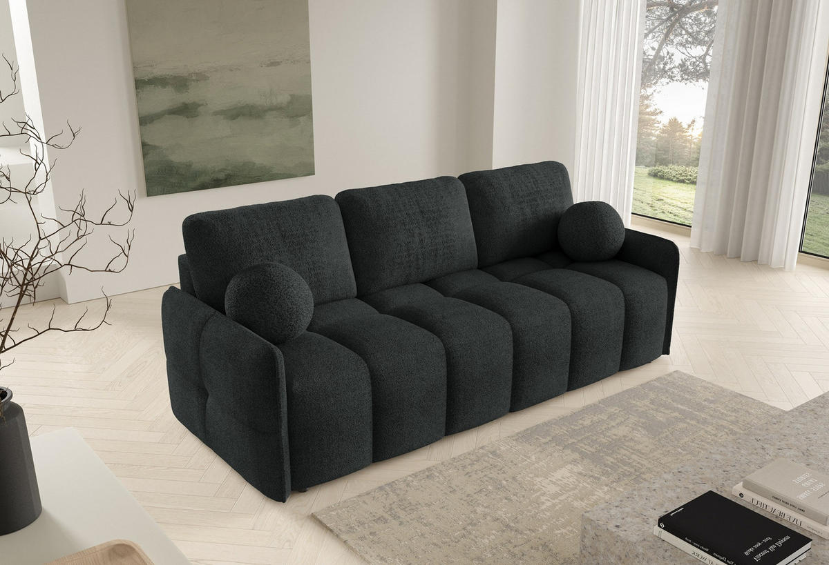 SOFA Grafit Abriamo Emili Mit Schlaffunktion - Graphitfarben, Textil (212/95/90cm) - Sepro Meble