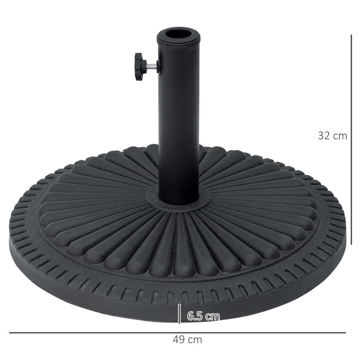 SONNENSCHIRMSTÄNDER 14 kg Ø49 cm Zement rund - Schwarz, Kunststoff (49/49cm) - Fortuna Lai