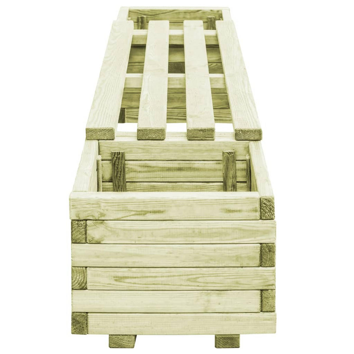 GARTENBANK mit Pflanzgefäßen Kiefernholz Imprägniert - Grün, Holz (196/36/40cm)