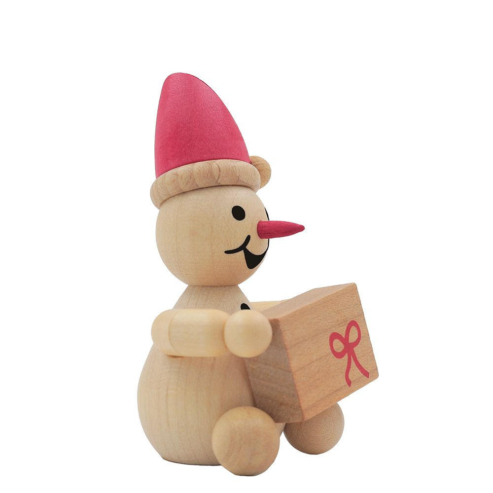 HOLZFIGUR Schneemann Junior Weihnachtswichtel sitzend 7 cm - Multicolor, Holz (4/7/0.1cm)