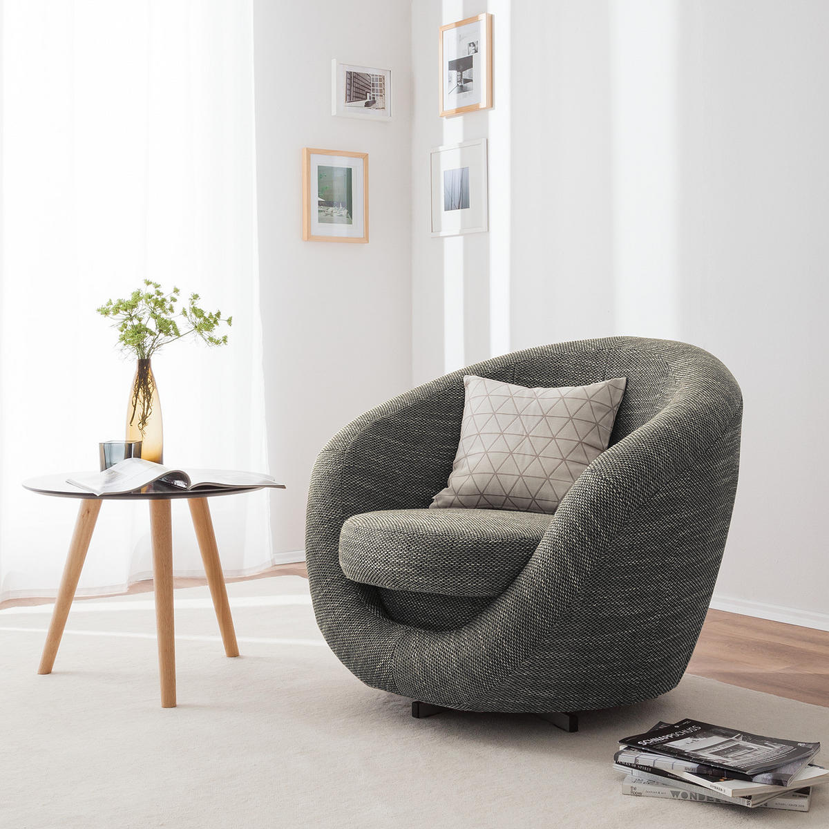 DREHSESSEL - Grau, Textil (92/75/80cm) - home24