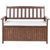 GARTENBANK Akazienholz dunkelbraun mit Stauraum Auflage cremeweiß 120 cmSovana - Dunkelbraun/Creme, Holz (120/91/60cm) - Beliani