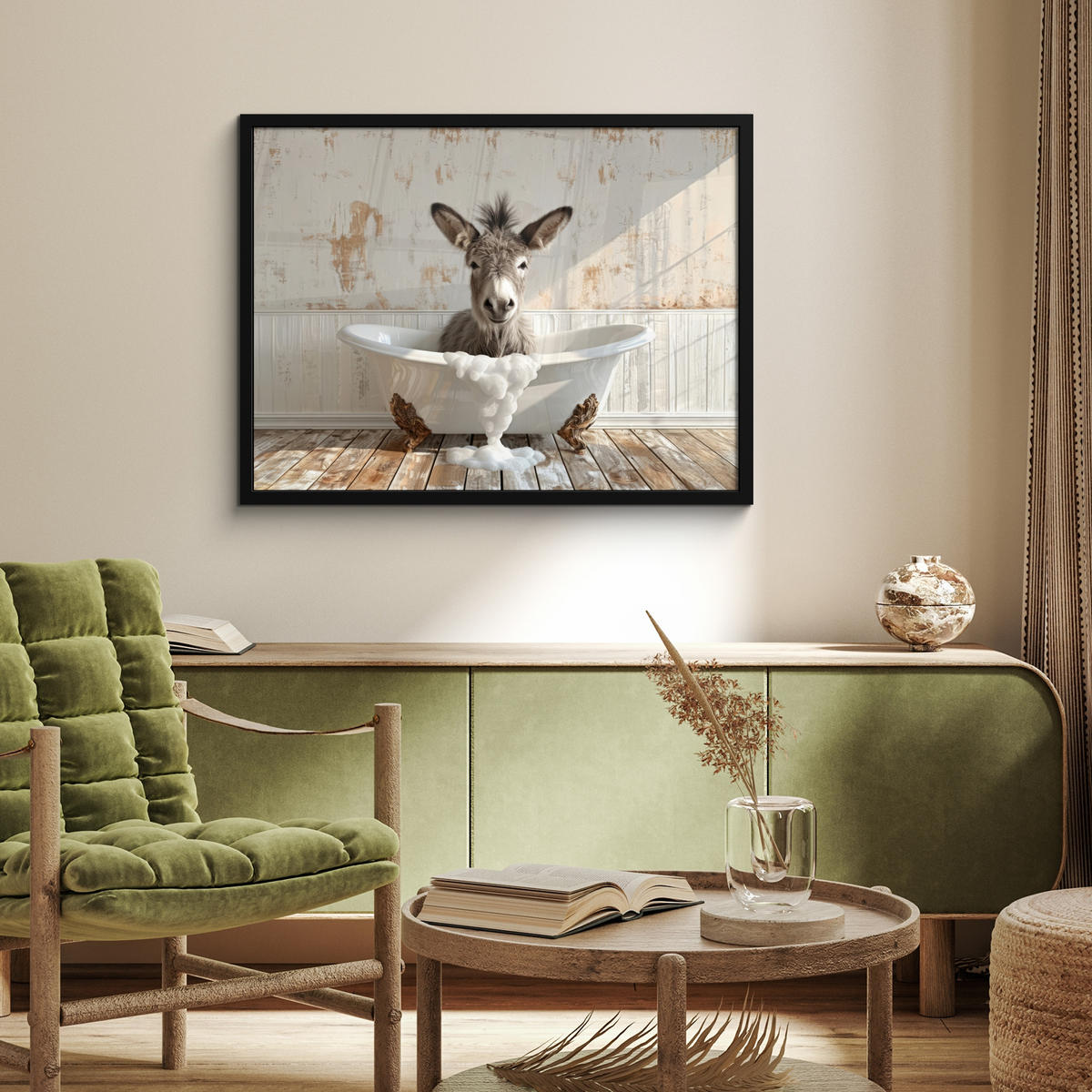 ZARÁMOVANÝ PLAGÁT Osol - Zvieratá - Vaňa - Pena 80x60 cm - biela, papier (80/60cm) - MuchoWow
