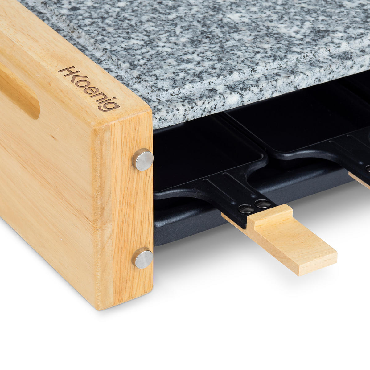 RACLETTE-GERÄT WOD6, Grau, für 6 Personen, Holzausführung, Naturstein - Zirbelkieferfarben, Holz (22.5/13/38.4cm) - HKoenig