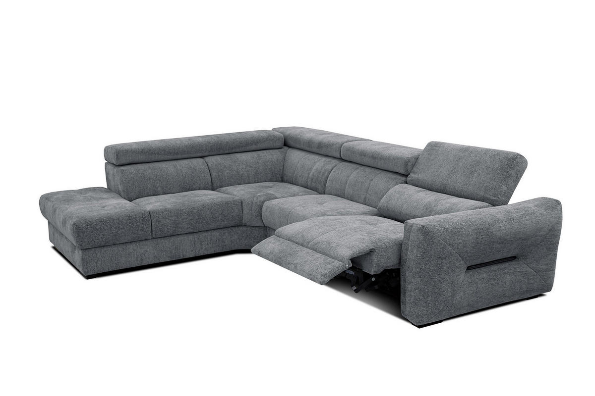ECKSOFA CALVERA 5-Sitzer mit 1 Relaxfunktion, grau - Grau, Holzwerkstoff/Textil (239/298cm) - Courtois Laville