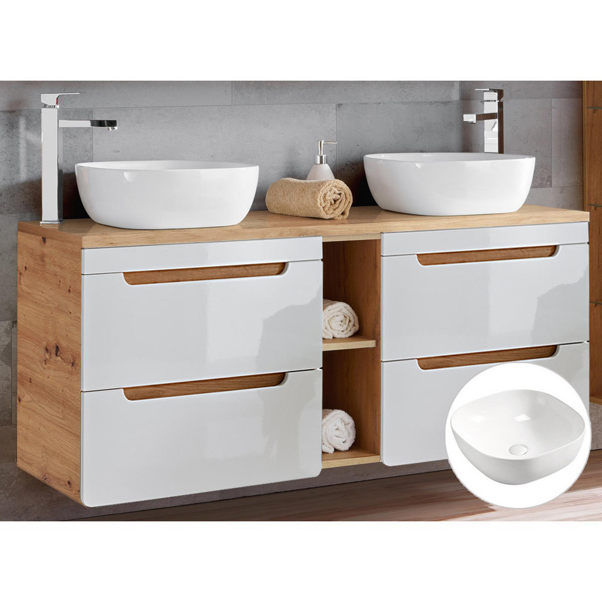 WASCHTISCH Luton-56 - Weiß, Holzwerkstoff (141/200/46cm) - Lomado