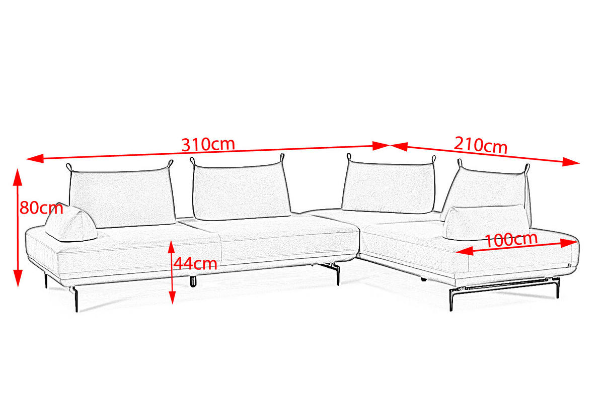 ECKSOFA CANE Violett Webstoff - Violett/Lila, Textil/Metall (310/210cm) - KAWOLA
