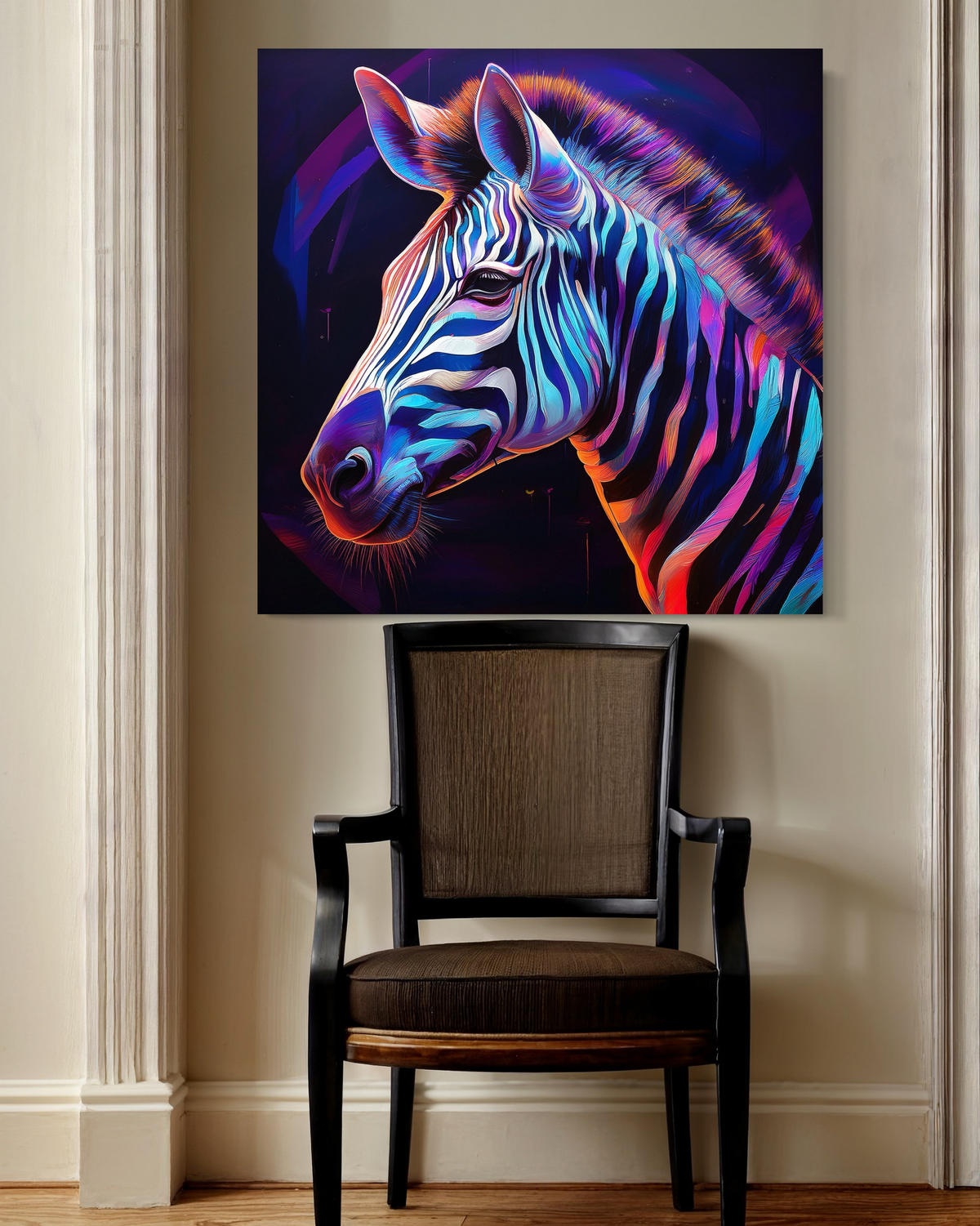 WANDBILD zebra tiere farbig - Multicolor, Textil (30/30cm) - Feeby