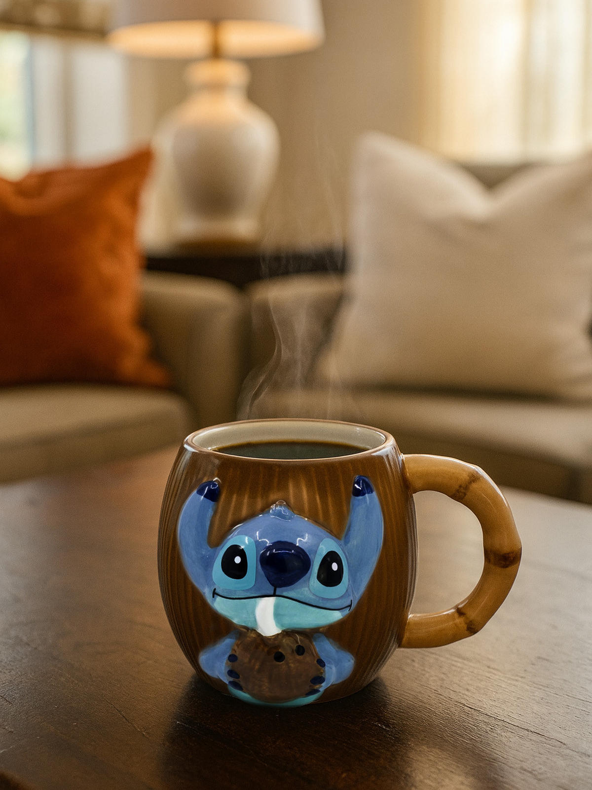 KAFFEEBECHER Disney Lilo und Stitch 3D Coconut Braun 400 ml - Braun, Keramik (0.4L) - Disney