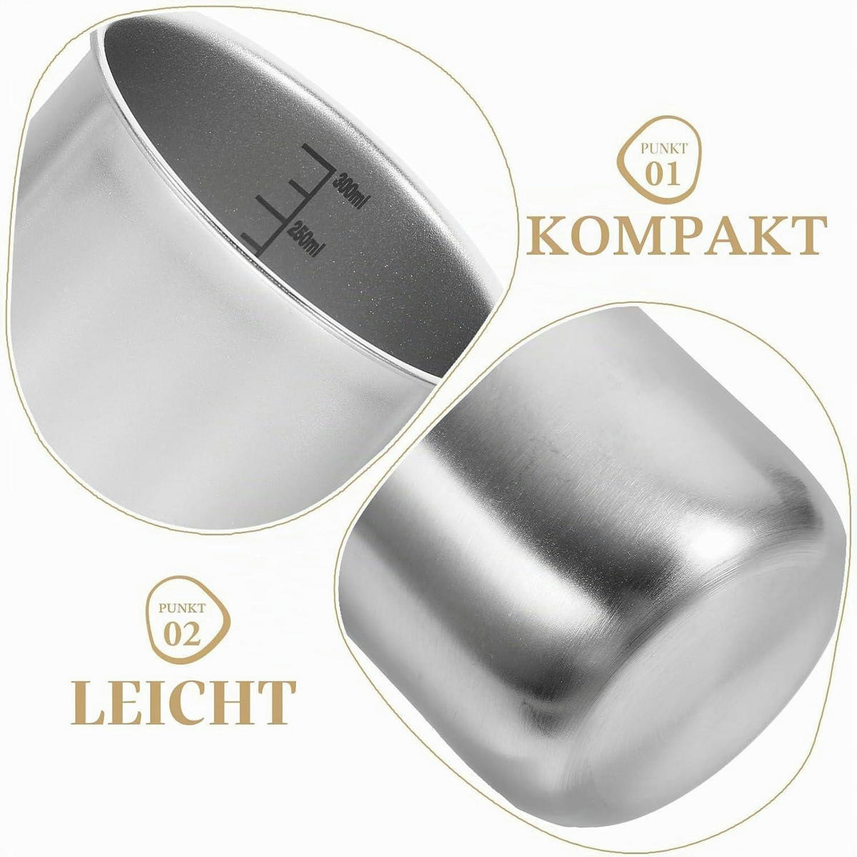 MESSBECHER Edelstahl mit Skala silber - Silberfarben, Metall (0.3L)
