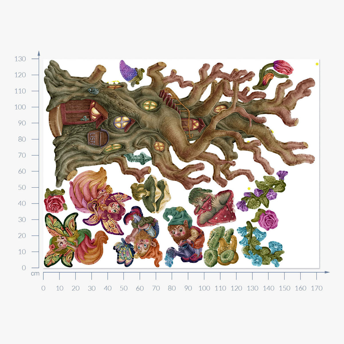 WANDAUFKLEBER 130x172cm - Feenwald - Multicolor, Kunststoff (130/172/0.1cm) - Wallfluent