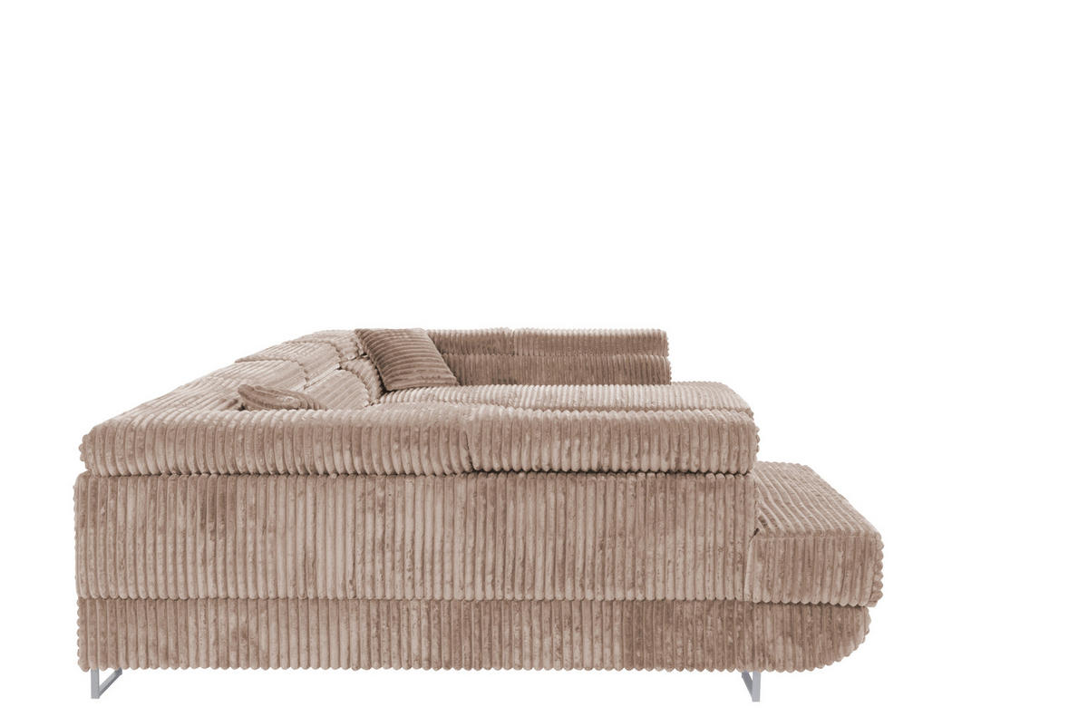 WOHNLANDSCHAFT SERENA U mit Stauraum, Beige - Beige, Textil (340/90/205cm) - KS Home Concept