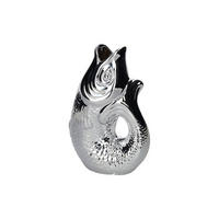 VASE Monsieur Carafon S, Fisch-Form, Steingut, Silber, 25.2 cm - Silberfarben, Keramik (25.2cm) - Gift Company