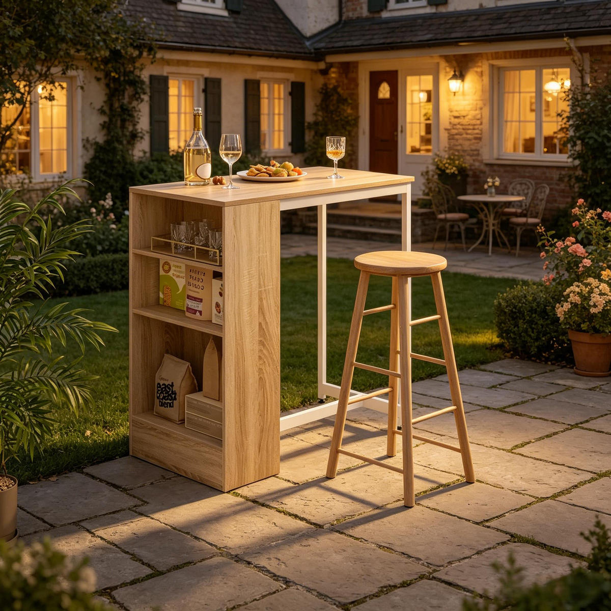 BARTISCH DE-37246 mit 3 Regalen und Metallrahmen Helle Eiche - Eichefarben, Holzwerkstoff (91/49/91cm) - ComfortXL