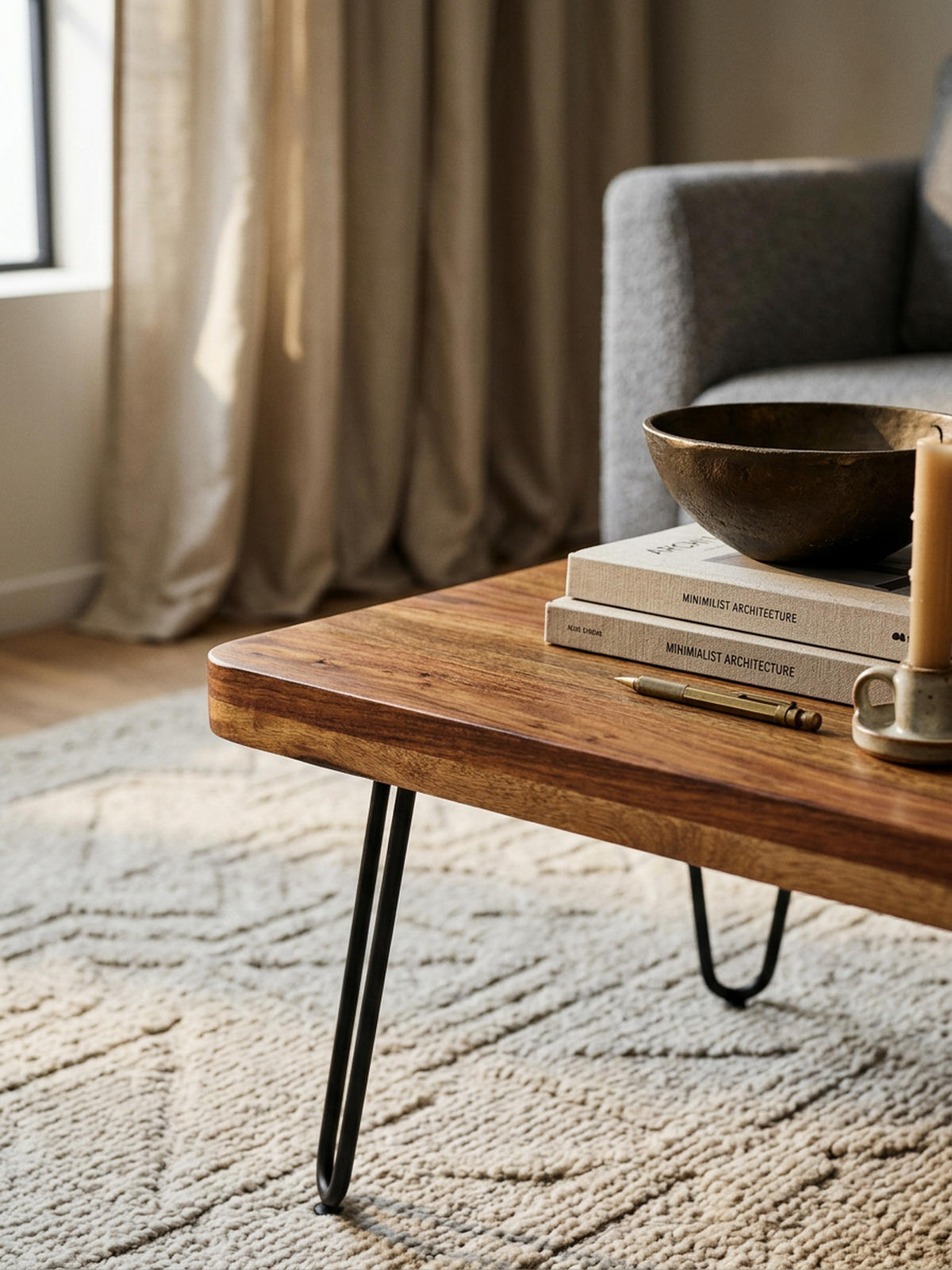 COUCHTISCH aus Massivholz mit Metallbeinen, handgefertigt, einzigartige Maserung, Braun 115x60x40 cm - Schwarz/Braun, Holz/Metall (60/115/40cm) - KADIMA DESIGN