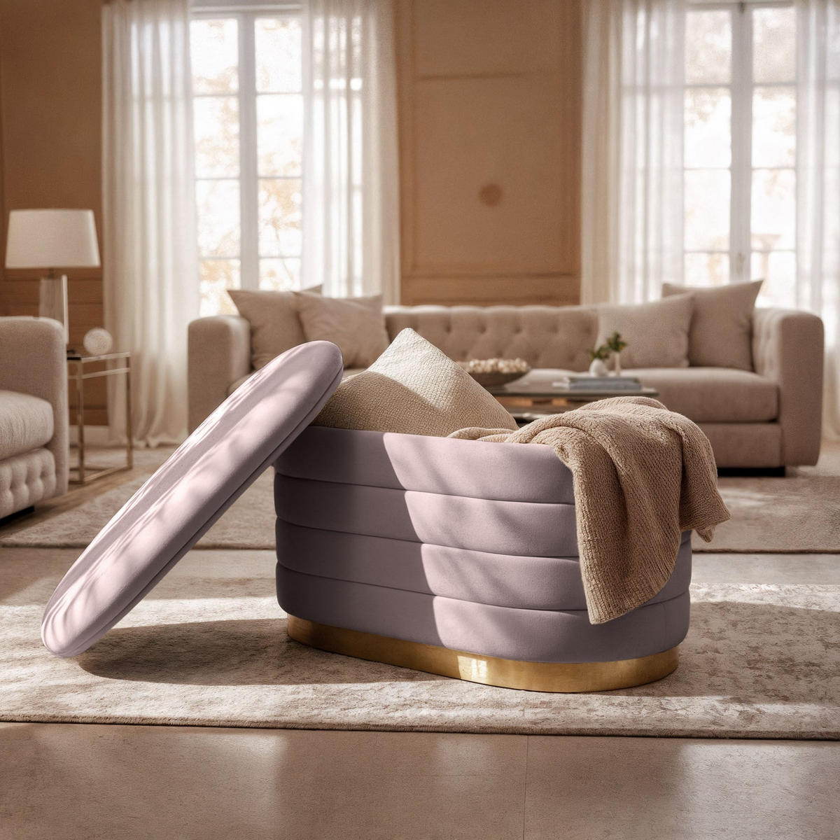 SITZHOCKER BELLA, Rosa, T80xB42xH42 - Pink, Holz (42/42/80cm) - Milordbikes