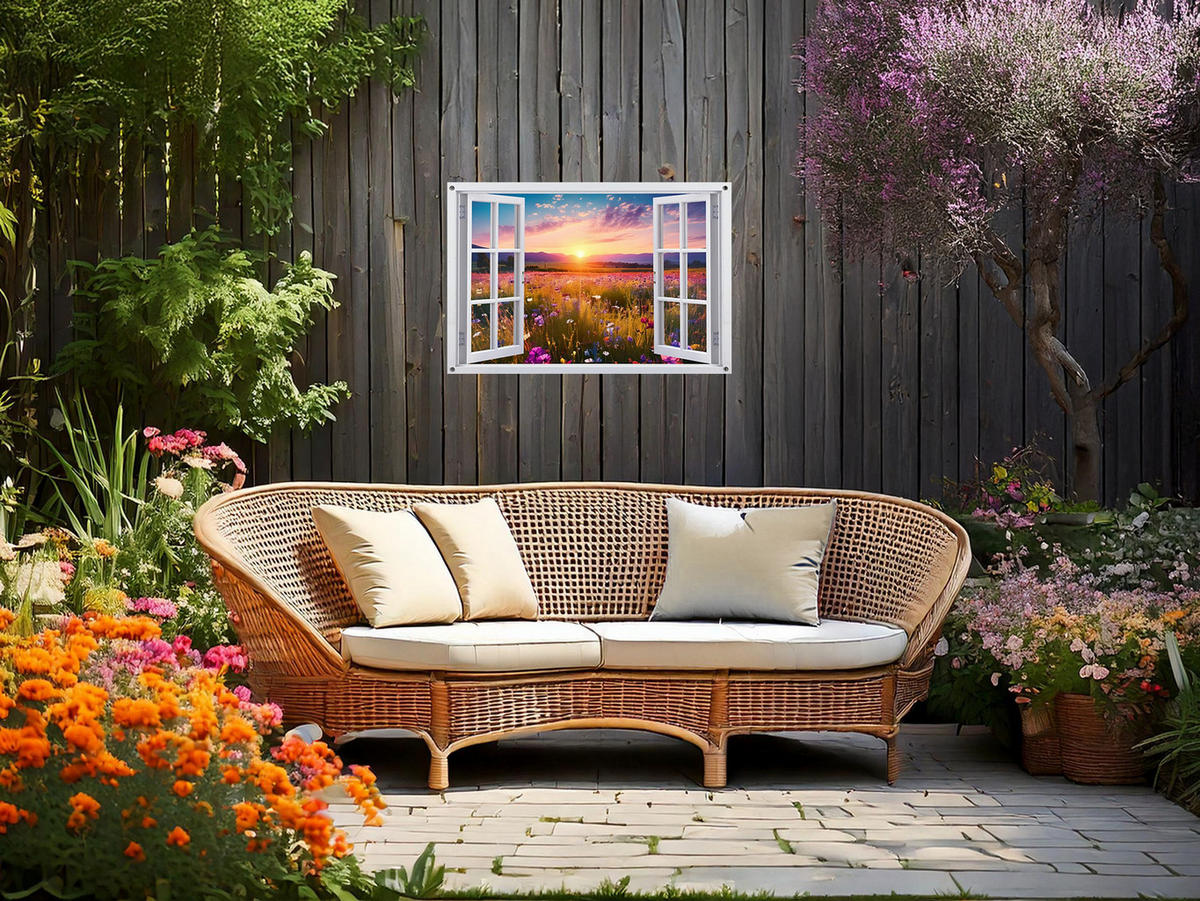 GARTEN-POSTER 90x60 cm Gartendeko: Blumenwiese - Gelb, Kunststoff (90/60/2cm) - artissimo