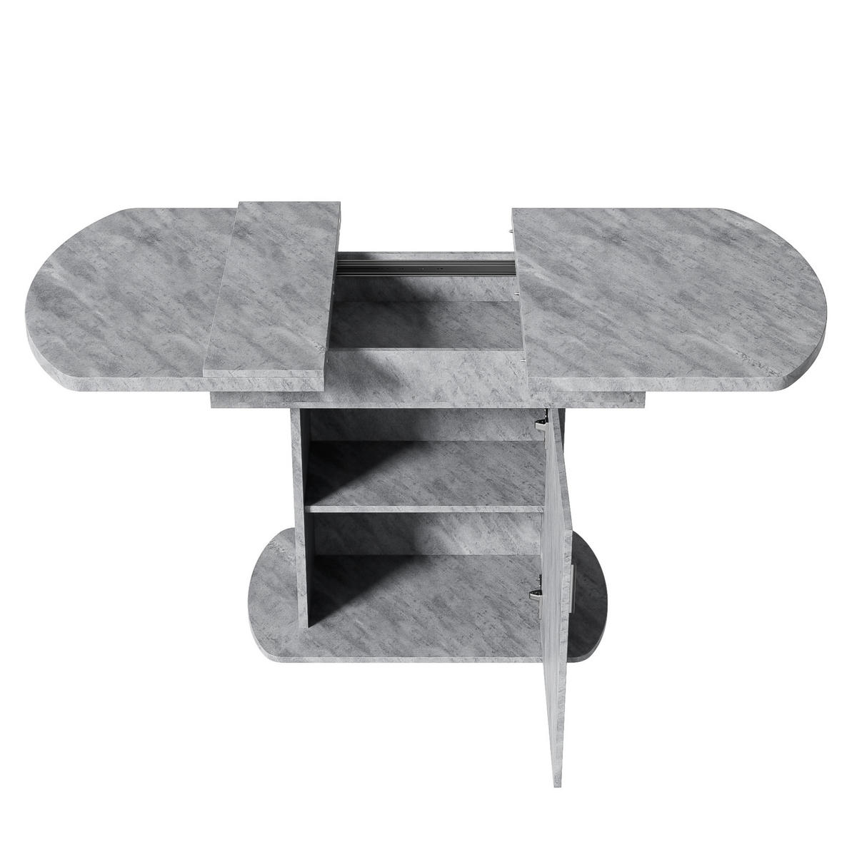 ESSTISCH 110-130x70x75 cm in Grau aus Spanplatte und Metall mit Stauraum - Grau, Holzwerkstoff (70/130/75cm) - Modfu