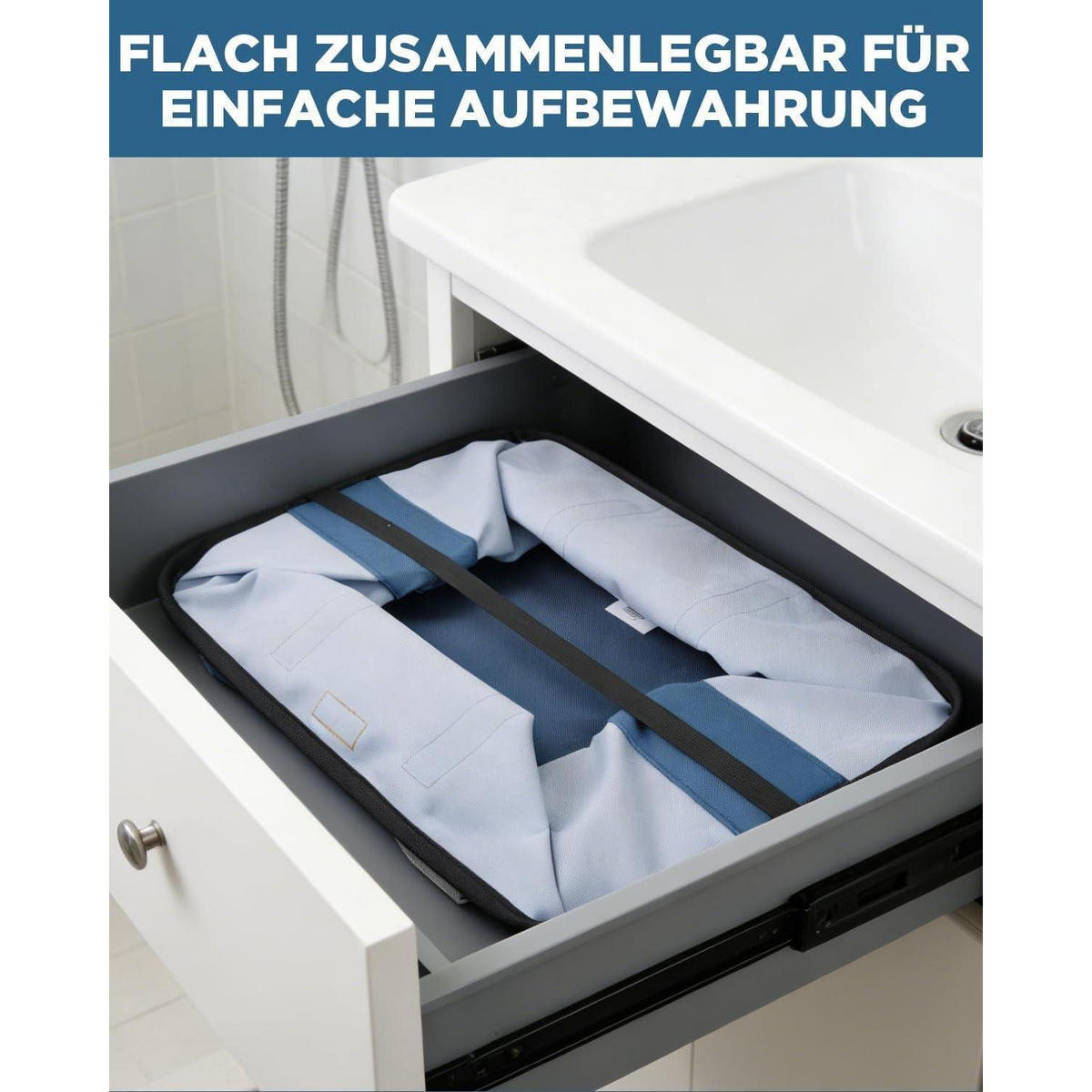 WÄSCHEKORB faltbar 68L extra flach 2 cm Blau - Blau, Textil (39/32/55cm)