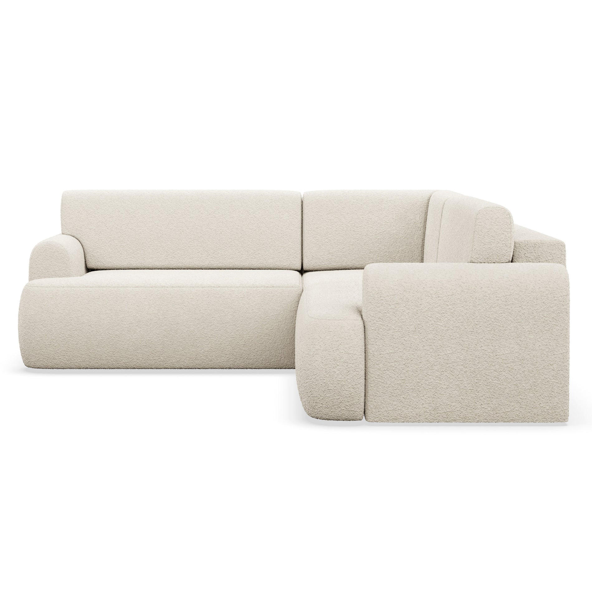 ECKSCHLAFSOFA Kaveo HELLBEIGER PLÜSCH universell mit Eckelement MIT BETTKASTEN - Ecru/Schwarz, Kunststoff/Textil (245/245cm) - Selsey