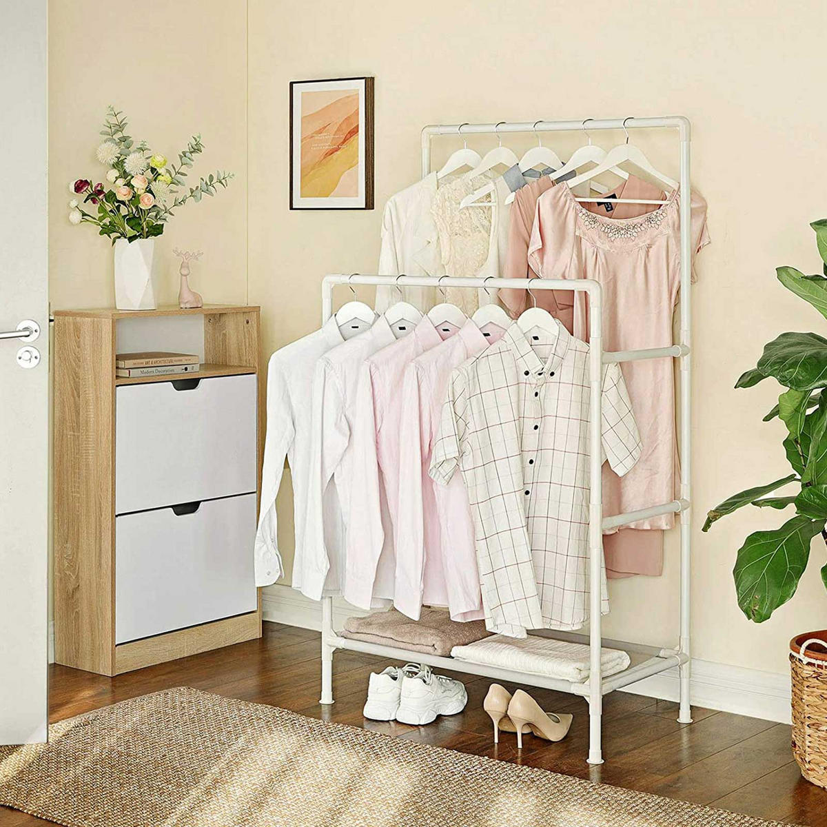 KLEIDERSTÄNDER - Weiß, Textil (44/154/84cm) - Hansiro