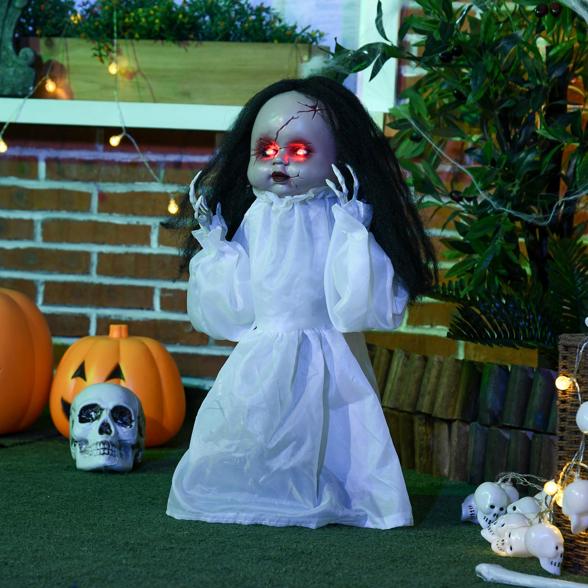 HALLOWEEN-DEKORATION Weiß 60.0/15.0/60.0cm - Weiß, Textil (15/60/60cm)