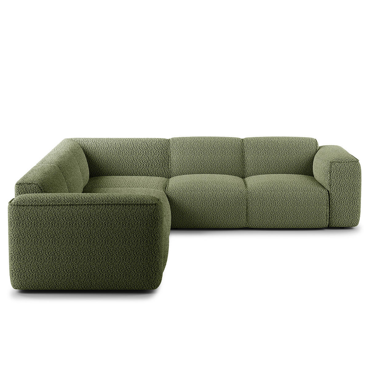 ECKSOFA mit Rundecke - Schwarz/Grün, Kunststoff/Textil (325/260cm) - home24