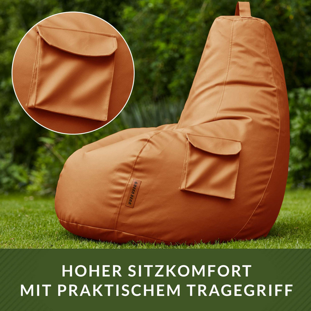 GAMING SITZSACK Cozy Kunstleder - Hellbraun, Textil (70/90/90cm) - Green Bean