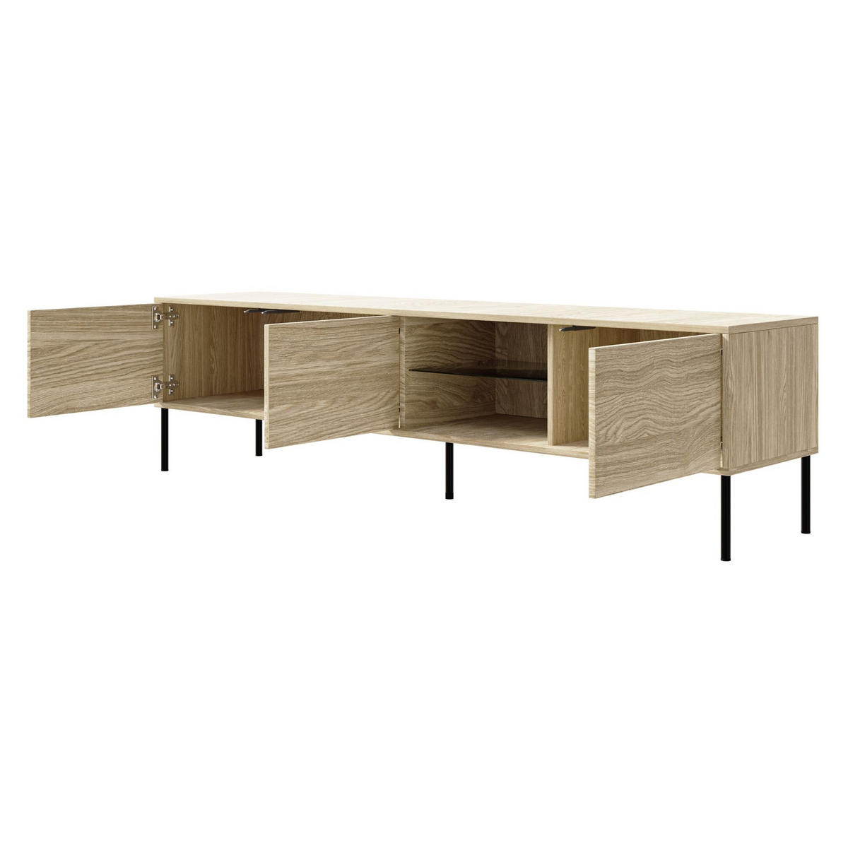TV-SCHRANK Modivi Holzoptik Eiche 175 cm - Eichefarben/Schwarz, Holzwerkstoff/Metall (175/47.5/31.2cm) - Selsey