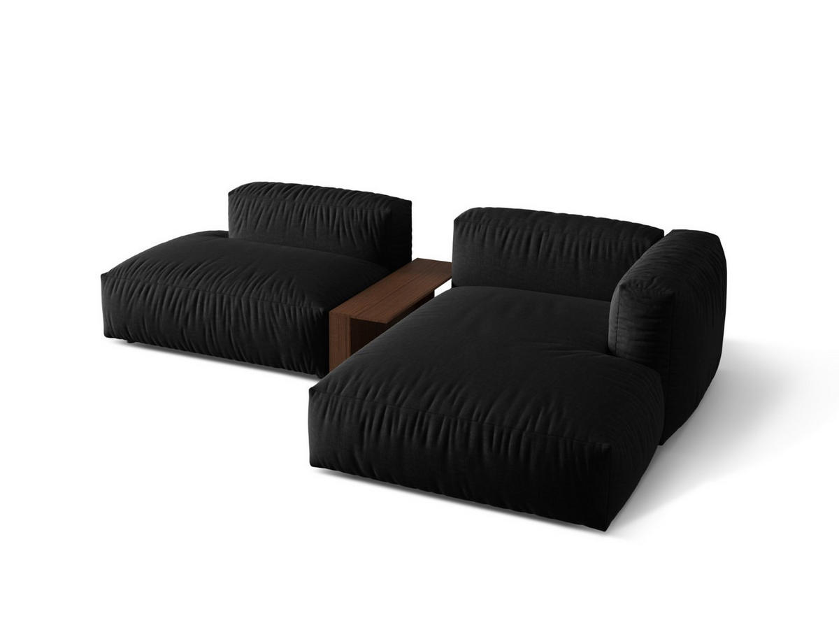 ECKSOFA modular rechts Martina aus strukturiertem Stoff schwarz 2 Sitzplätze - Schwarz, Textil (176/285cm) - Micadoni