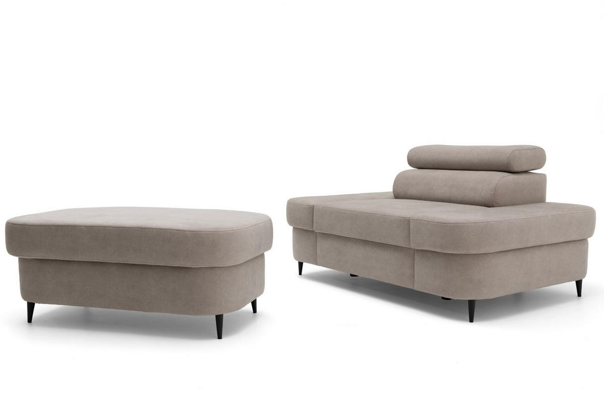 POUF PRIAM 104 x 60 cm Velours Beige - Beige/Schwarz, Holz/Textil (104/43/60cm) - Muffo