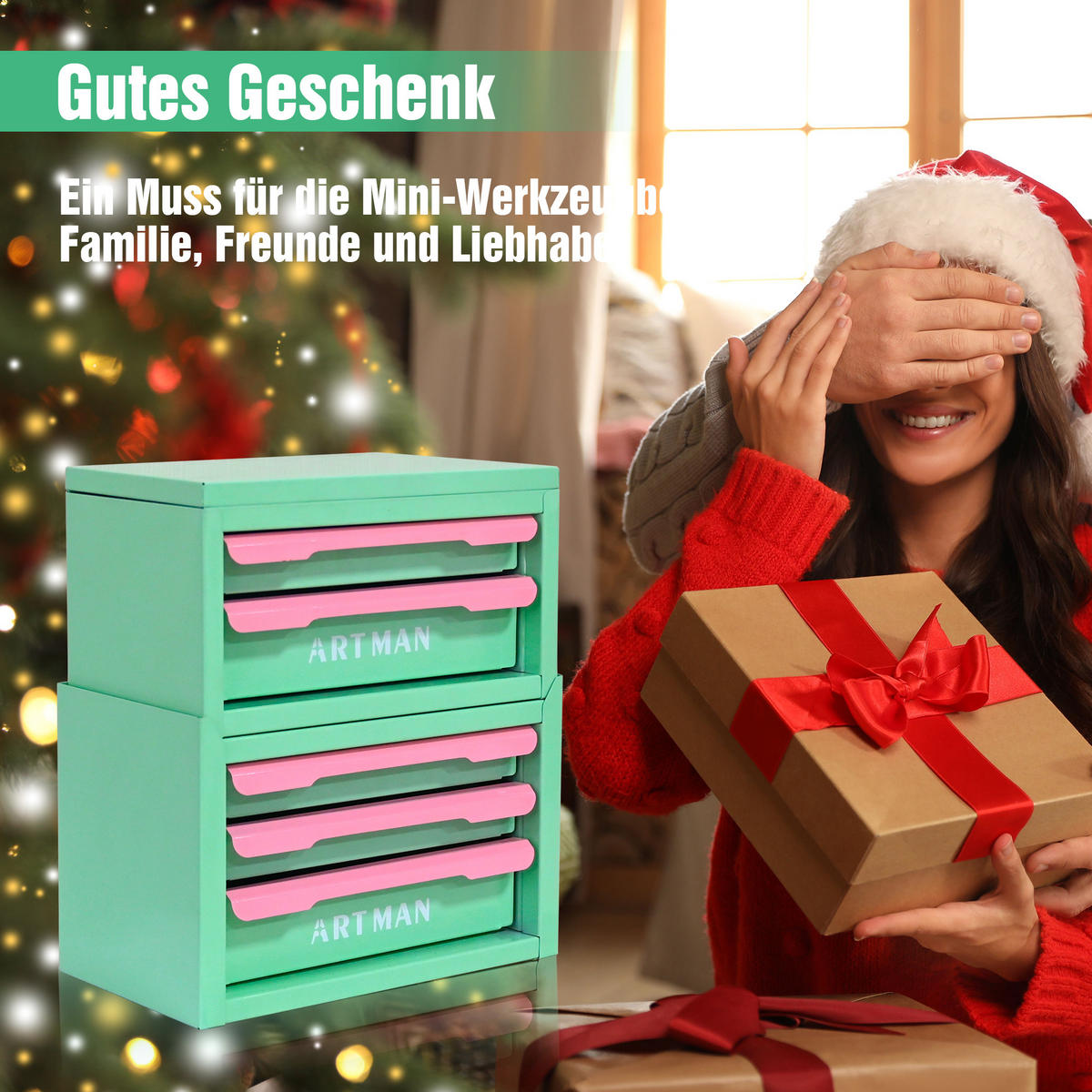 KOMBINATIONSETUI – Mintgrün und Pink, 2-stöckig und 3-stöckig - Multicolor, Metall (15.8/32/28.5cm) - DCA