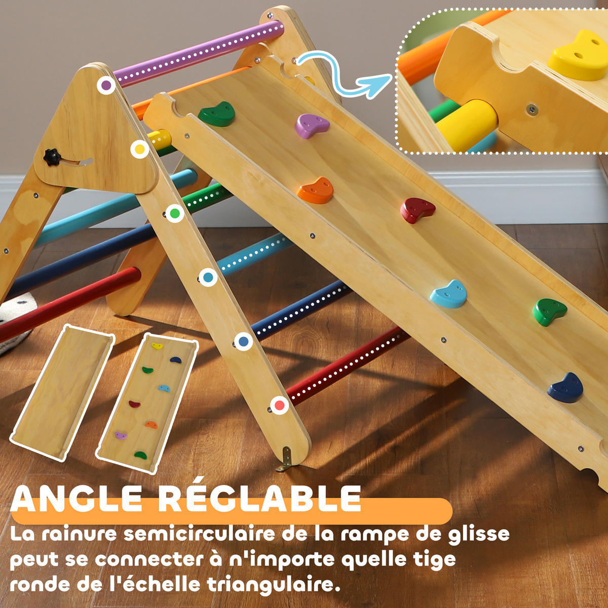 KLETTERDREIECK DE-18392 Bunt - Multicolor, Holzwerkstoff (64.5/147cm) - ComfortXL