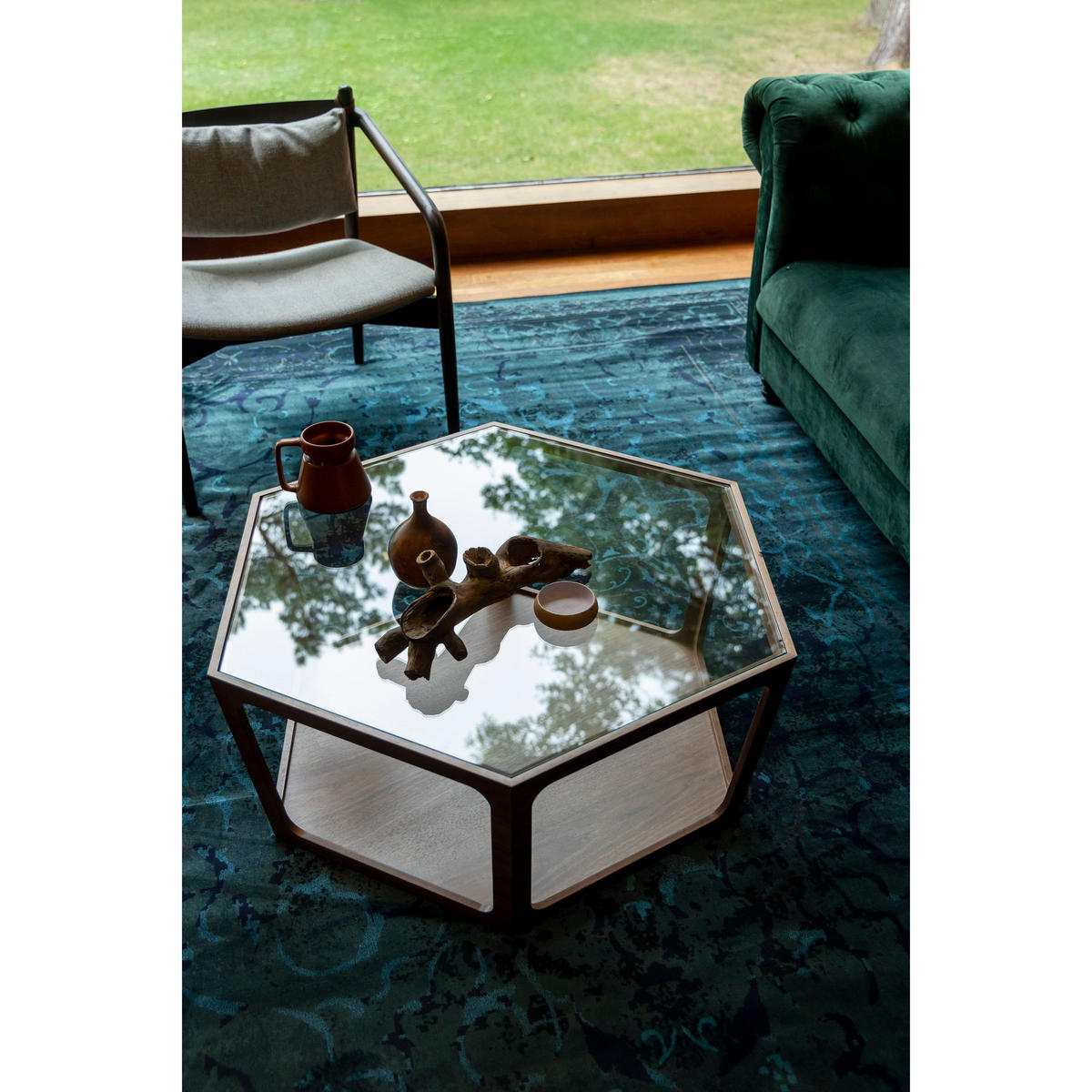 COUCHTISCH Sita Sechseckig Braun - Braun, Glas (92.5/80/34cm) - Dutchbone