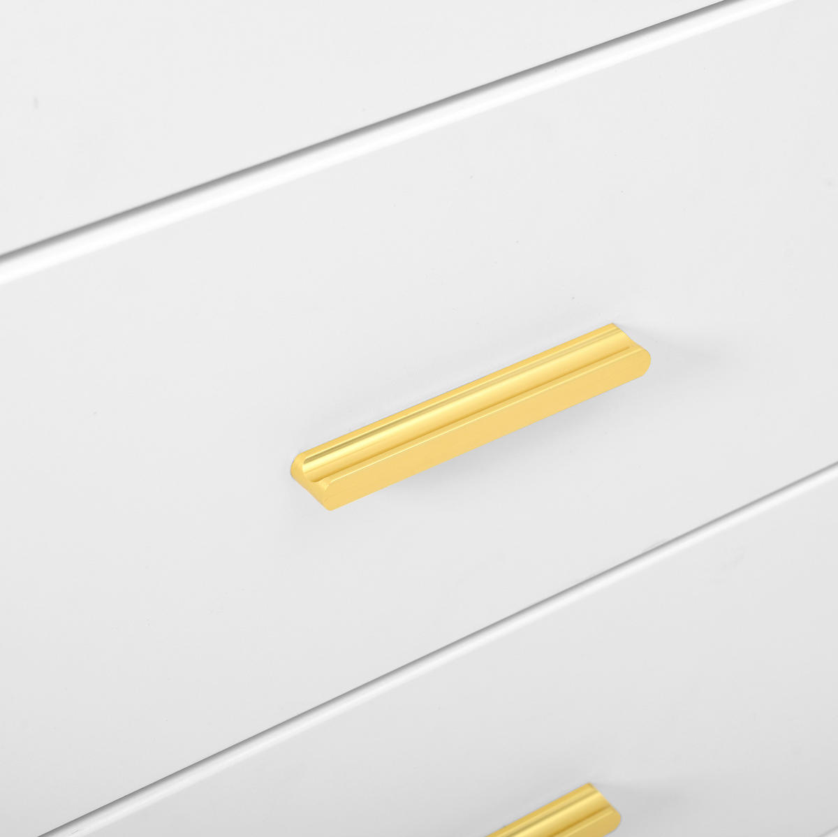 SIDEBOARD in Weiß Kommode mit 6 Schubladen, mit viel Stauraum, für Wohnzimmer & Schlafzimmer, B120/T40/H76cm - Goldfarben/Weiß, Holzwerkstoff/Metall (120/76/40cm) - STILVORA